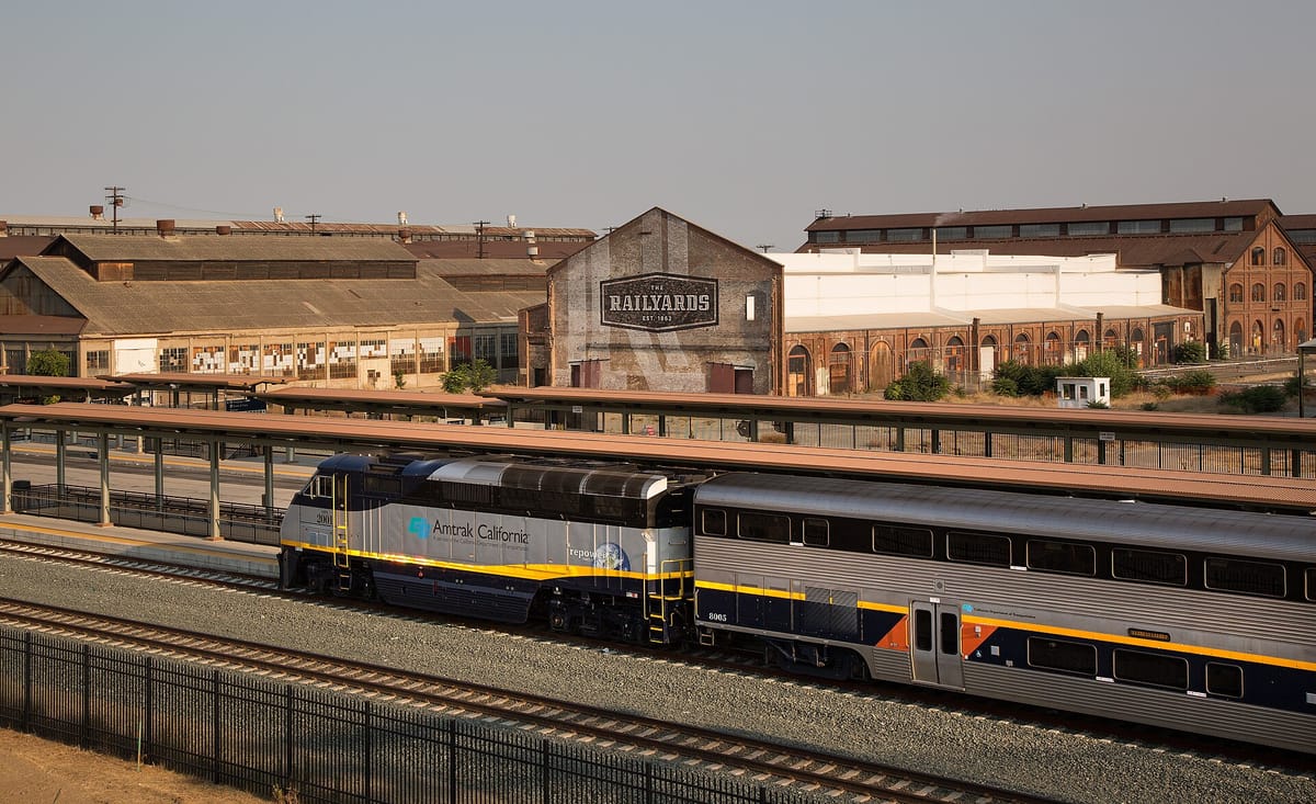 A Capitol Corridor train at the Sacramento station