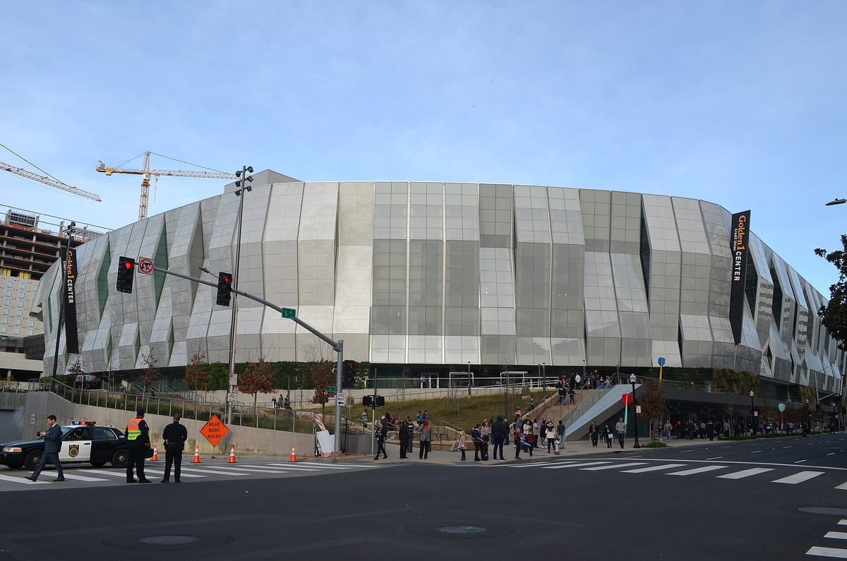 Golden 1 Center, the downtown arena, from the street