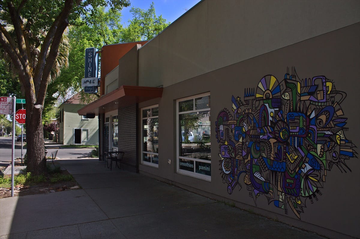 A colourful mural on a Sacramento shopfront