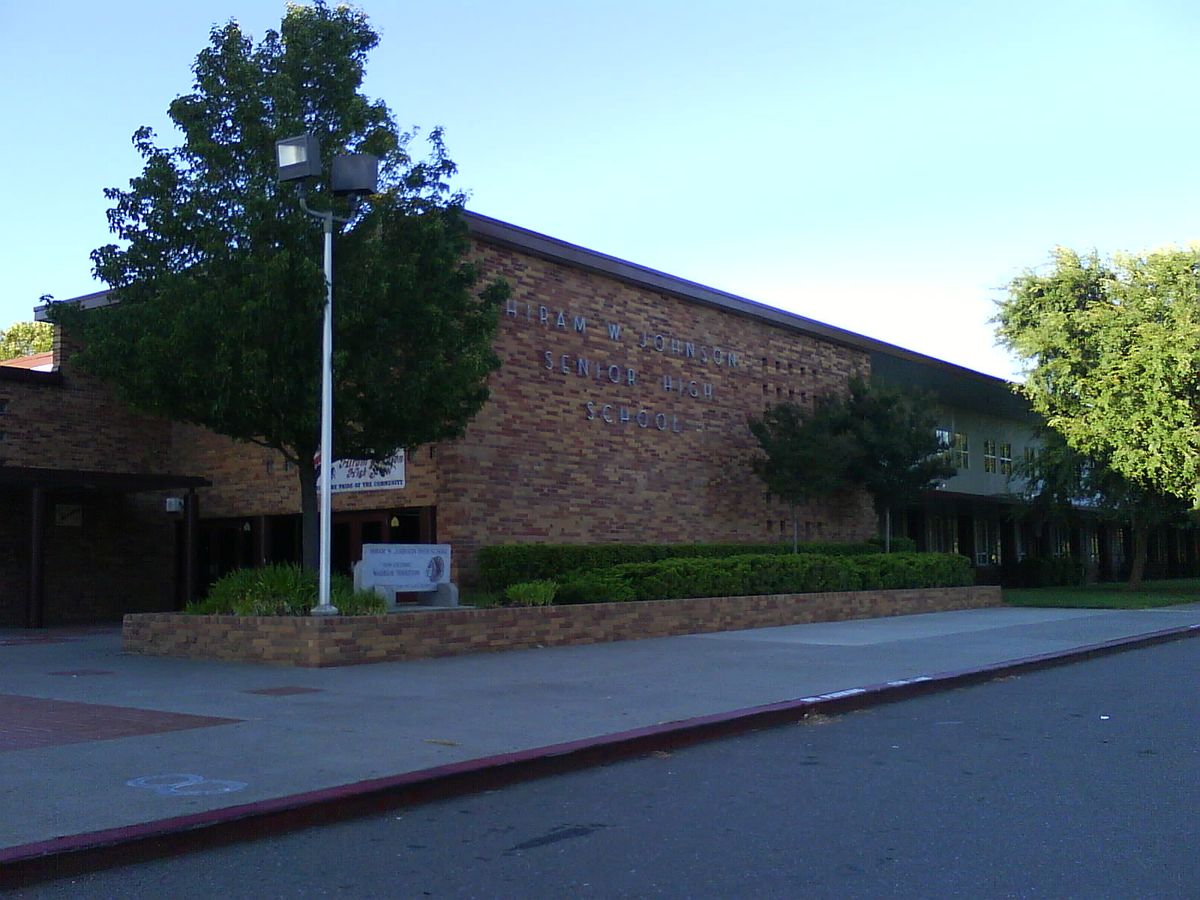The brick buildings of Hiram Johnson High School